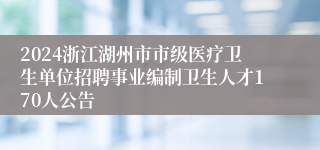 2024浙江湖州市市级医疗卫生单位招聘事业编制卫生人才170人公告