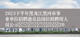 2023下半年黑龙江黑河市事业单位招聘逊克县岗位拟聘用人员公示									2023-12-20