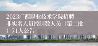 2023广西职业技术学院招聘非实名人员控制数人员（第二批）71人公告