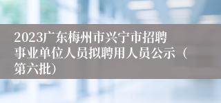 2023广东梅州市兴宁市招聘事业单位人员拟聘用人员公示（第六批）