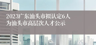 2023广东汕头市拟认定6人为汕头市高层次人才公示