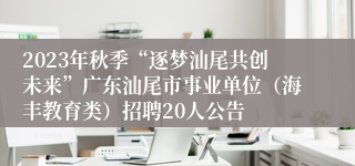 2023年秋季“逐梦汕尾共创未来”广东汕尾市事业单位（海丰教育类）招聘20人公告