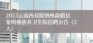 2023云南西双版纳州勐腊县象明彝族乡卫生院招聘公告（2人）