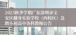 2023秋季学期广东深圳市宝安区翻身实验学校（西校区）急聘小初高中各科教师公告