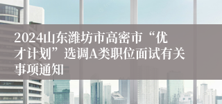 2024山东潍坊市高密市“优才计划”选调A类职位面试有关事项通知