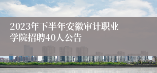 2023年下半年安徽审计职业学院招聘40人公告