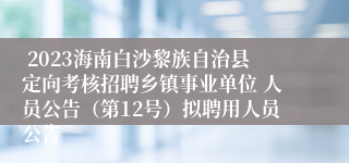  2023海南白沙黎族自治县定向考核招聘乡镇事业单位 人员公告（第12号）拟聘用人员公告