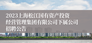 2023上海松江国有资产投资经营管理集团有限公司下属公司招聘公告