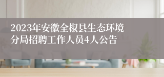 2023年安徽全椒县生态环境分局招聘工作人员4人公告