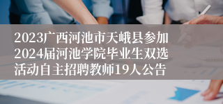 2023广西河池市天峨县参加2024届河池学院毕业生双选活动自主招聘教师19人公告