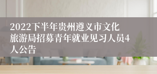 2022下半年贵州遵义市文化旅游局招募青年就业见习人员4人公告