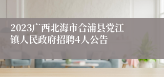 2023广西北海市合浦县党江镇人民政府招聘4人公告