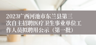 2023广西河池市东兰县第三次自主招聘医疗卫生事业单位工作人员拟聘用公示（第一批）