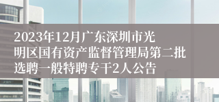 2023年12月广东深圳市光明区国有资产监督管理局第二批选聘一般特聘专干2人公告