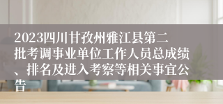 2023四川甘孜州雅江县第二批考调事业单位工作人员总成绩、排名及进入考察等相关事宜公告