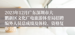 2023年12月广东深圳市大鹏新区文化广电旅游体育局招聘编外人员总成绩及体检、资格复审公告