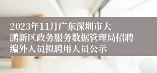 2023年11月广东深圳市大鹏新区政务服务数据管理局招聘编外人员拟聘用人员公示