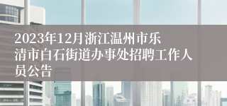 2023年12月浙江温州市乐清市白石街道办事处招聘工作人员公告