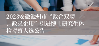 2023安徽池州市“政企双聘、政录企用”引进博士研究生体检考察人选公告