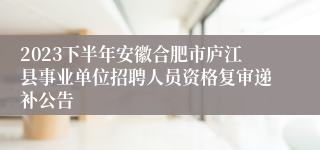 2023下半年安徽合肥市庐江县事业单位招聘人员资格复审递补公告