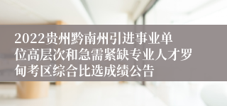 2022贵州黔南州引进事业单位高层次和急需紧缺专业人才罗甸考区综合比选成绩公告