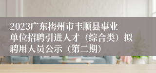 2023广东梅州市丰顺县事业单位招聘引进人才（综合类）拟聘用人员公示（第二期）