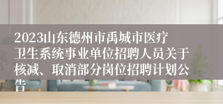 2023山东德州市禹城市医疗卫生系统事业单位招聘人员关于核减、取消部分岗位招聘计划公告