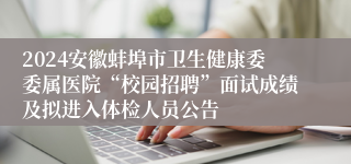 2024安徽蚌埠市卫生健康委委属医院“校园招聘”面试成绩及拟进入体检人员公告