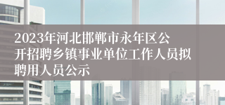 2023年河北邯郸市永年区公开招聘乡镇事业单位工作人员拟聘用人员公示