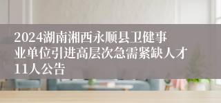 2024湖南湘西永顺县卫健事业单位引进高层次急需紧缺人才11人公告