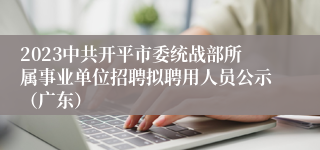 2023中共开平市委统战部所属事业单位招聘拟聘用人员公示（广东）