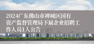 2024广东佛山市禅城区国有资产监督管理局下属企业招聘工作人员1人公告