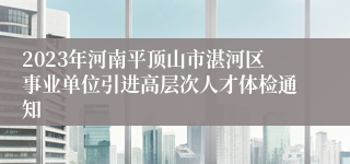 2023年河南平顶山市湛河区事业单位引进高层次人才体检通知