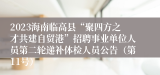 2023海南临高县“聚四方之才共建自贸港”招聘事业单位人员第二轮递补体检人员公告（第11号）