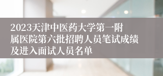 2023天津中医药大学第一附属医院第六批招聘人员笔试成绩及进入面试人员名单