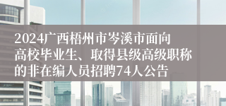 2024广西梧州市岑溪市面向高校毕业生、取得县级高级职称的非在编人员招聘74人公告