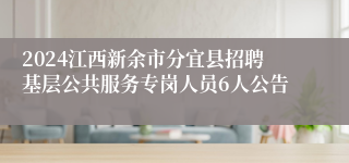 2024江西新余市分宜县招聘基层公共服务专岗人员6人公告