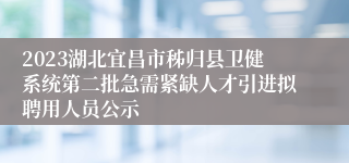 2023湖北宜昌市秭归县卫健系统第二批急需紧缺人才引进拟聘用人员公示