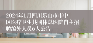 2024年1月四川乐山市市中区医疗卫生共同体总医院自主招聘编外人员6人公告