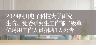 2024四川电子科技大学研究生院、党委研究生工作部二级单位聘用工作人员招聘1人公告