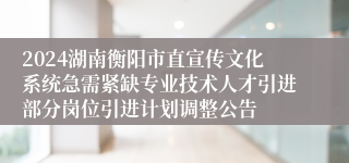 2024湖南衡阳市直宣传文化系统急需紧缺专业技术人才引进部分岗位引进计划调整公告