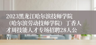 2023黑龙江哈尔滨技师学院（哈尔滨劳动技师学院）丁香人才周技能人才专场招聘28人公告