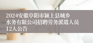 2024安徽阜阳市颍上县城乡水务有限公司招聘劳务派遣人员12人公告