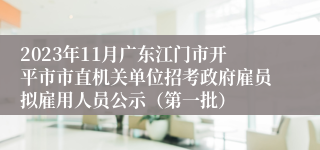 2023年11月广东江门市开平市市直机关单位招考政府雇员拟雇用人员公示（第一批）