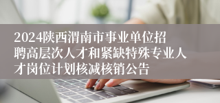 2024陕西渭南市事业单位招聘高层次人才和紧缺特殊专业人才岗位计划核减核销公告