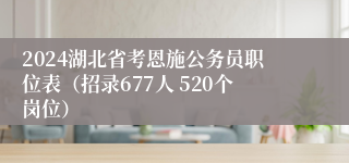 2024湖北省考恩施公务员职位表（招录677人 520个岗位）