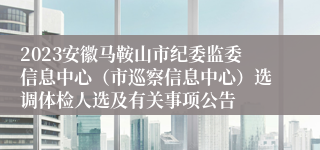 2023安徽马鞍山市纪委监委信息中心（市巡察信息中心）选调体检人选及有关事项公告