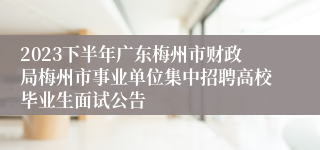 2023下半年广东梅州市财政局梅州市事业单位集中招聘高校毕业生面试公告