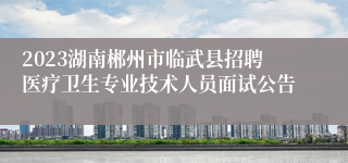 2023湖南郴州市临武县招聘医疗卫生专业技术人员面试公告