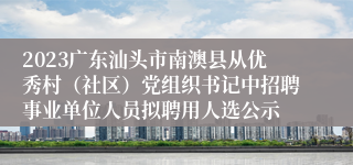 2023广东汕头市南澳县从优秀村（社区）党组织书记中招聘事业单位人员拟聘用人选公示